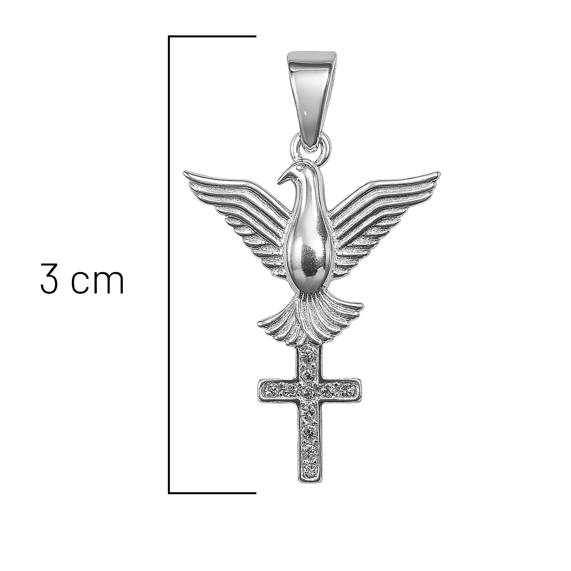 Dije Cruz Espiritu Santo con Micro Circonias Plata .925