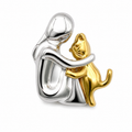 Dije Abrazo Gato, Plata .925 Con Baño de Oro