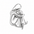 Dije Abrazo Perro, Plata .925, Tamaño 1.5 cm
