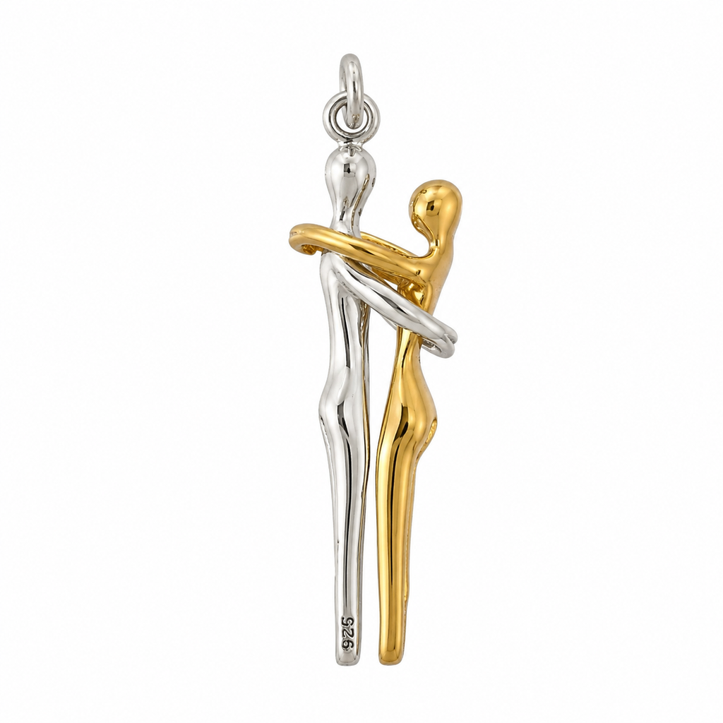 Dije Abrazo Pareja, Plata .925 con Baño de Oro Rosa
