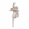 Dije Abrazo Familia de 3, Plata .925 con Baño de Oro Rosa.