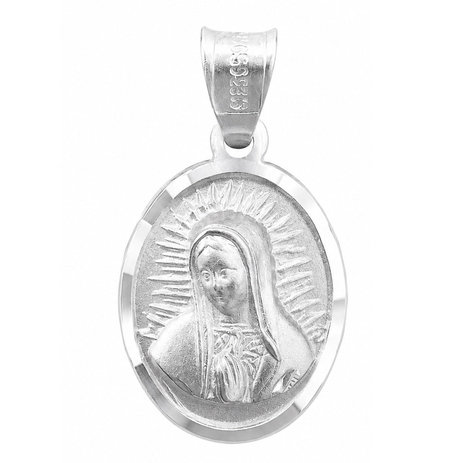 Dije Medalla Doble Vista Virgen Guadalupe y San Miguel Arcangel, Plata .925