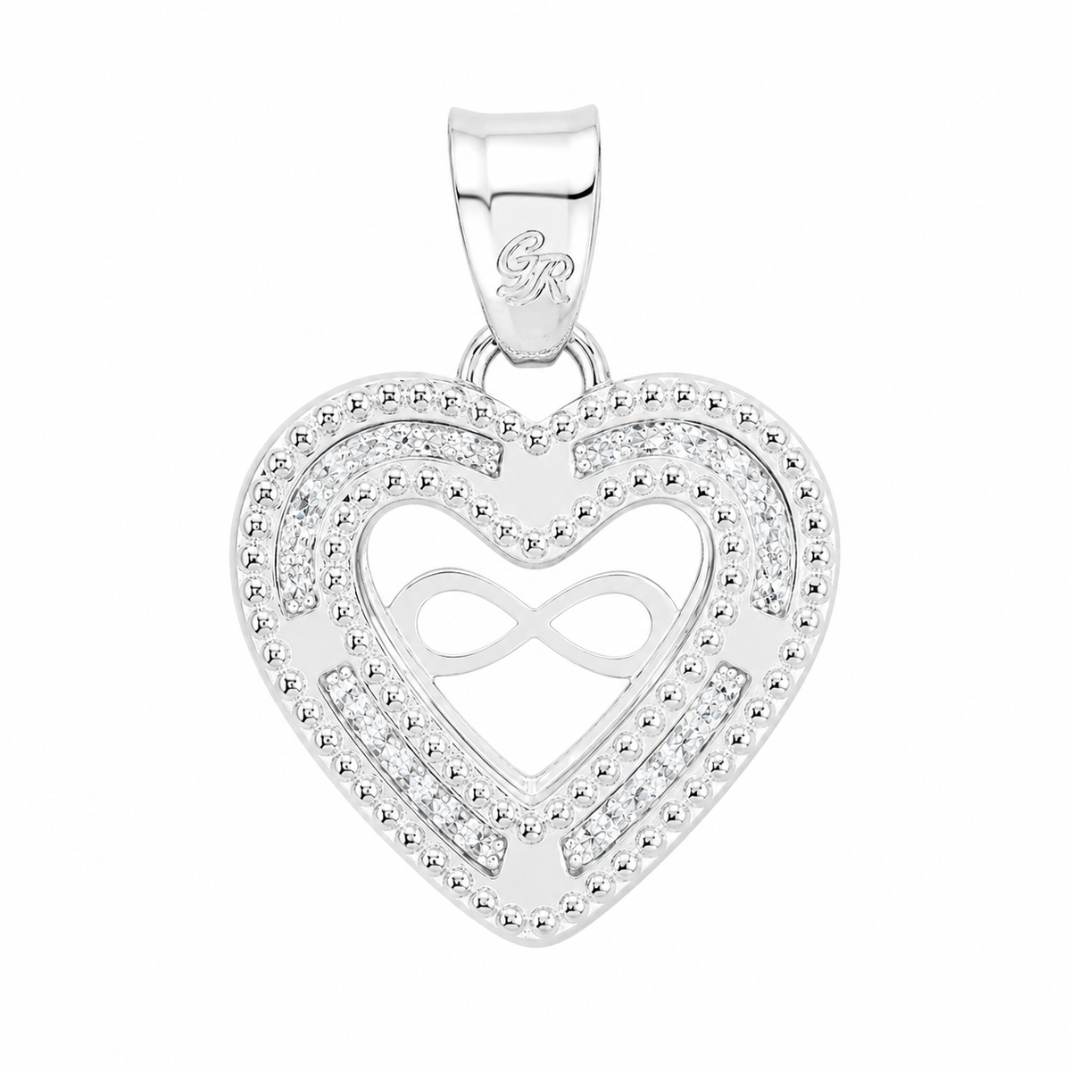 Dije de Corazón con circonias e Infinito 2cm Plata .925