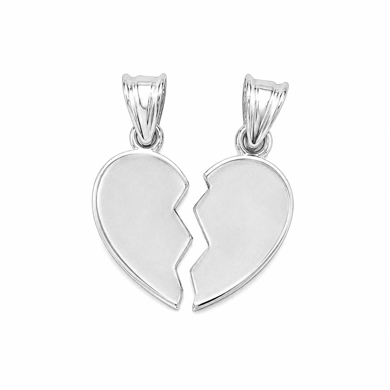 Dije Duo Corazón Partido Liso Plata .925