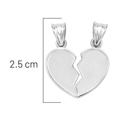 Dije Duo Corazón Partido Liso Plata .925