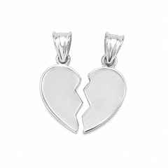 Dije Duo Corazón Partido Liso Plata .925