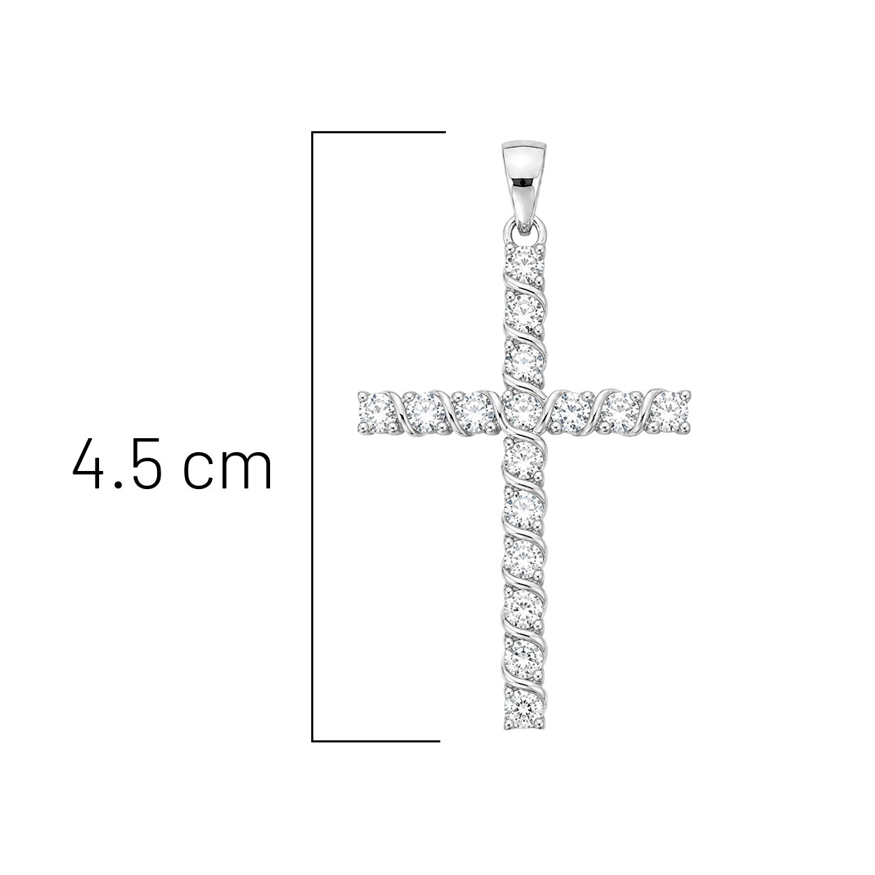Dije de Cruz con Circonias Blancas Entrelazadas Plata .925 con Rodio