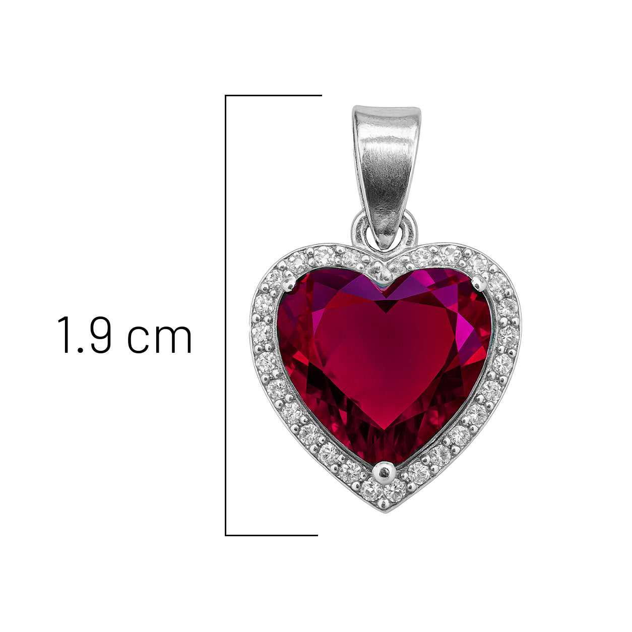 Dije Corazón con Micro Circonias Fiusha de 1.9cm Plata .925