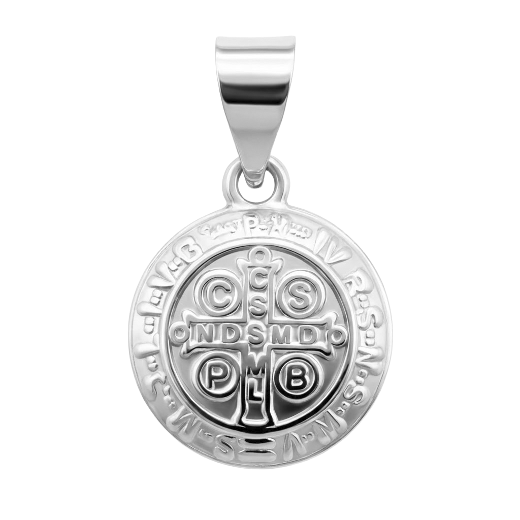 Dije Medalla Bombeado de San Benito 1.8cm Plata .925