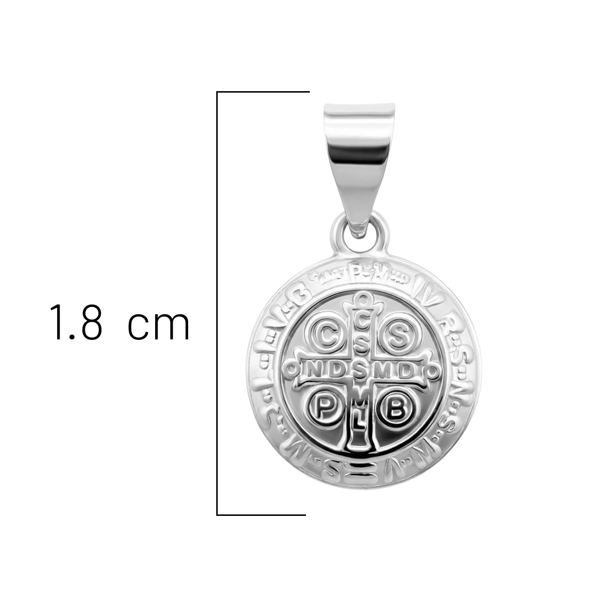 Dije Medalla Bombeado de San Benito 1.8cm Plata .925