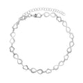 Tobillera Corazones Diamantados en Zigzag con Infinitos Lisos Plata .925