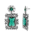 Aretes Filigrana Circonia Rectangular Hecho a Mano Plata .925 Oxidada