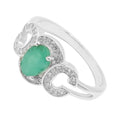 Anillo Piedras Preciosas Esmeralda con Circonias CC, Plata .925 con Baño de Rodio