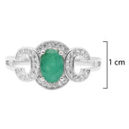 Anillo Piedras Preciosas Esmeralda con Circonias CC, Plata .925 con Baño de Rodio