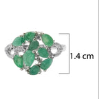 Anillo Piedras Preciosas Circulo de Esmeraldas con Circonias, Plata .925 con Baño de Rodio