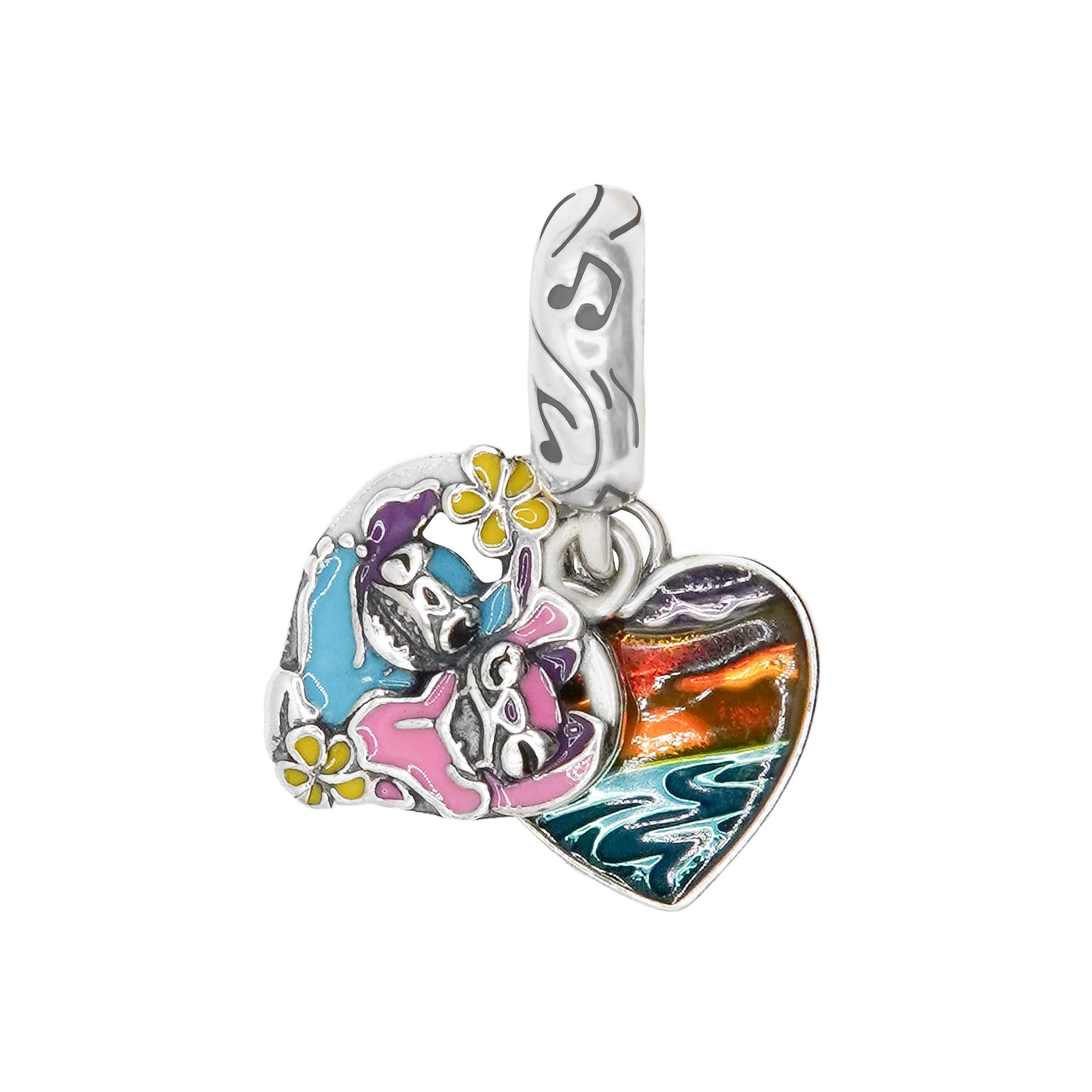 Charm Inspirado Pan 1:1 Stitch y Angel en la Playa, Plata .925
