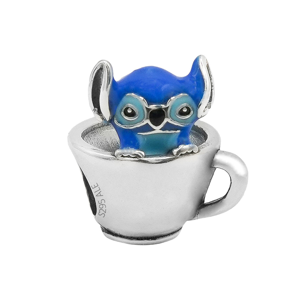 Charm Inspirado Pan 1:1 Stitch en Taza, Plata .925