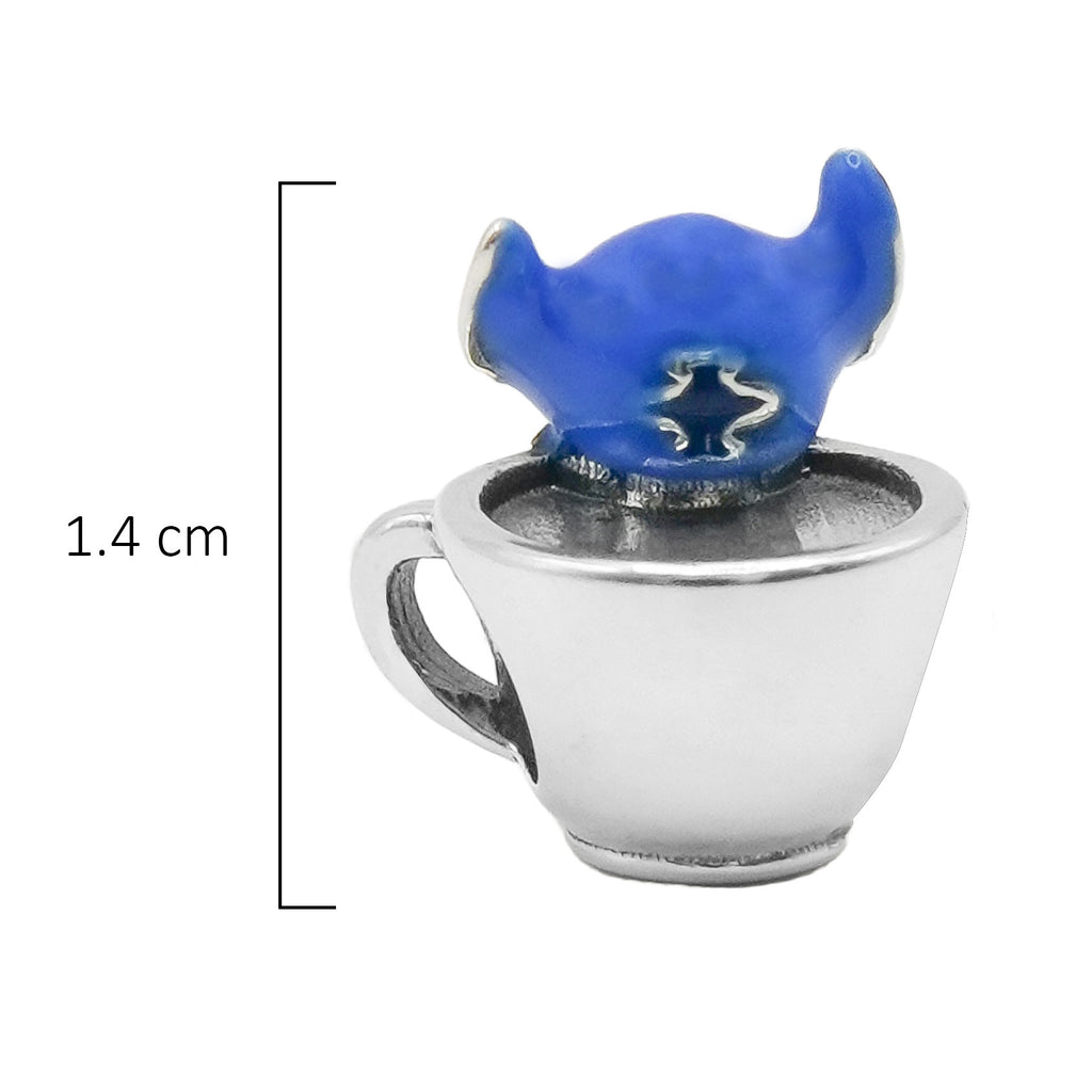 Charm Inspirado Pan 1:1 Stitch en Taza, Plata .925