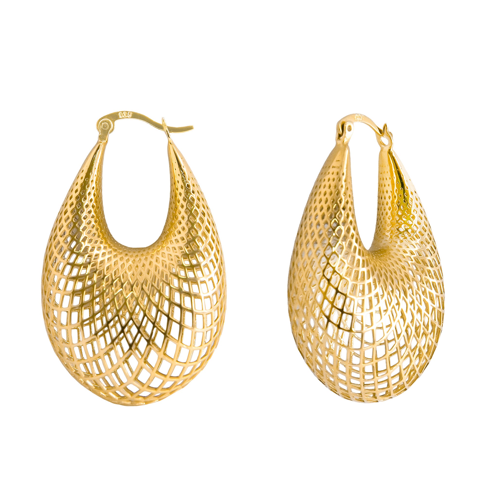 Arracada Filigrana Gota de Red Colección Esencia Plata .925 con Baño de Oro 18K
