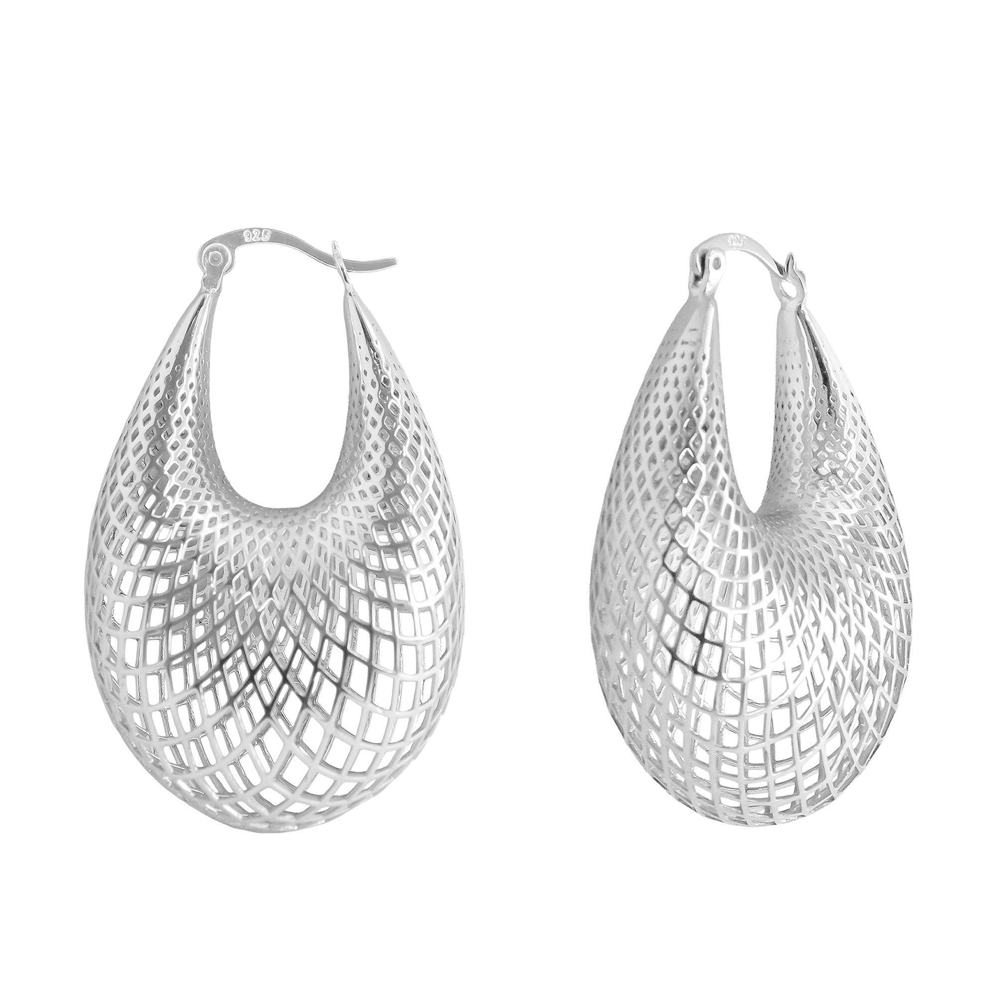 Arracada Filigrana Gota de Red Colección Esencia Plata .925 con Baño de Rodio