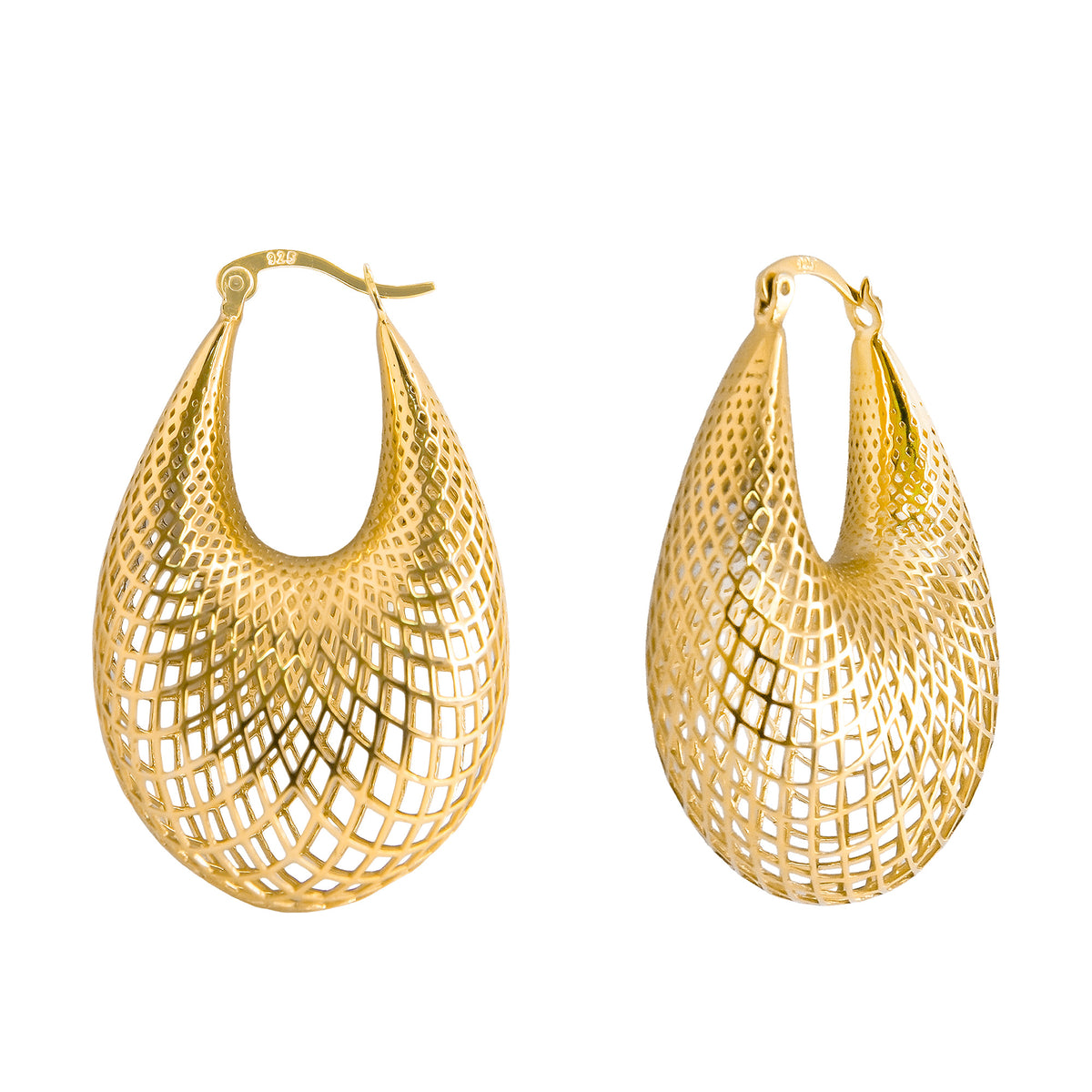 Arracada Filigrana Gota de Red Colección Esencia Plata .925 con Baño de Oro 18K