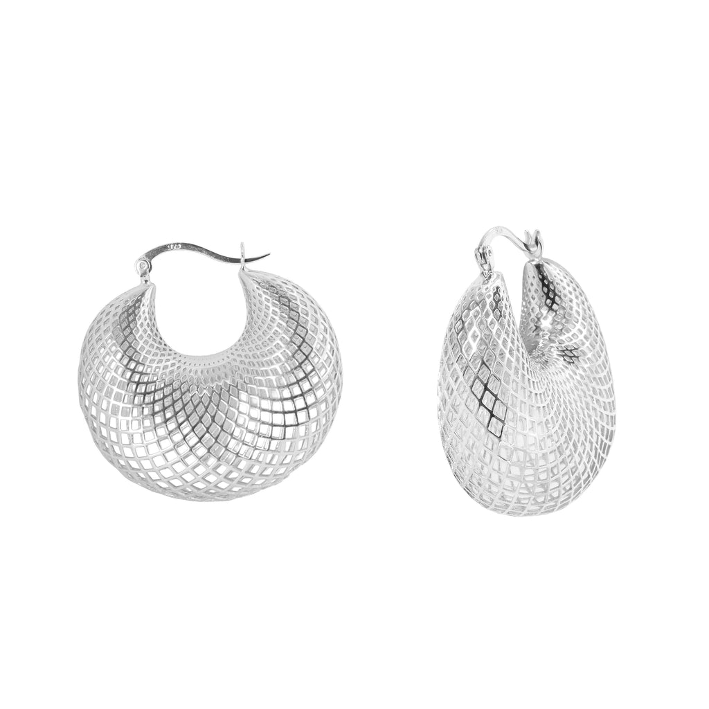 Arracada Filigrana Bolsita Ovalada Colección Esencia Plata .925 con Baño de Rodio