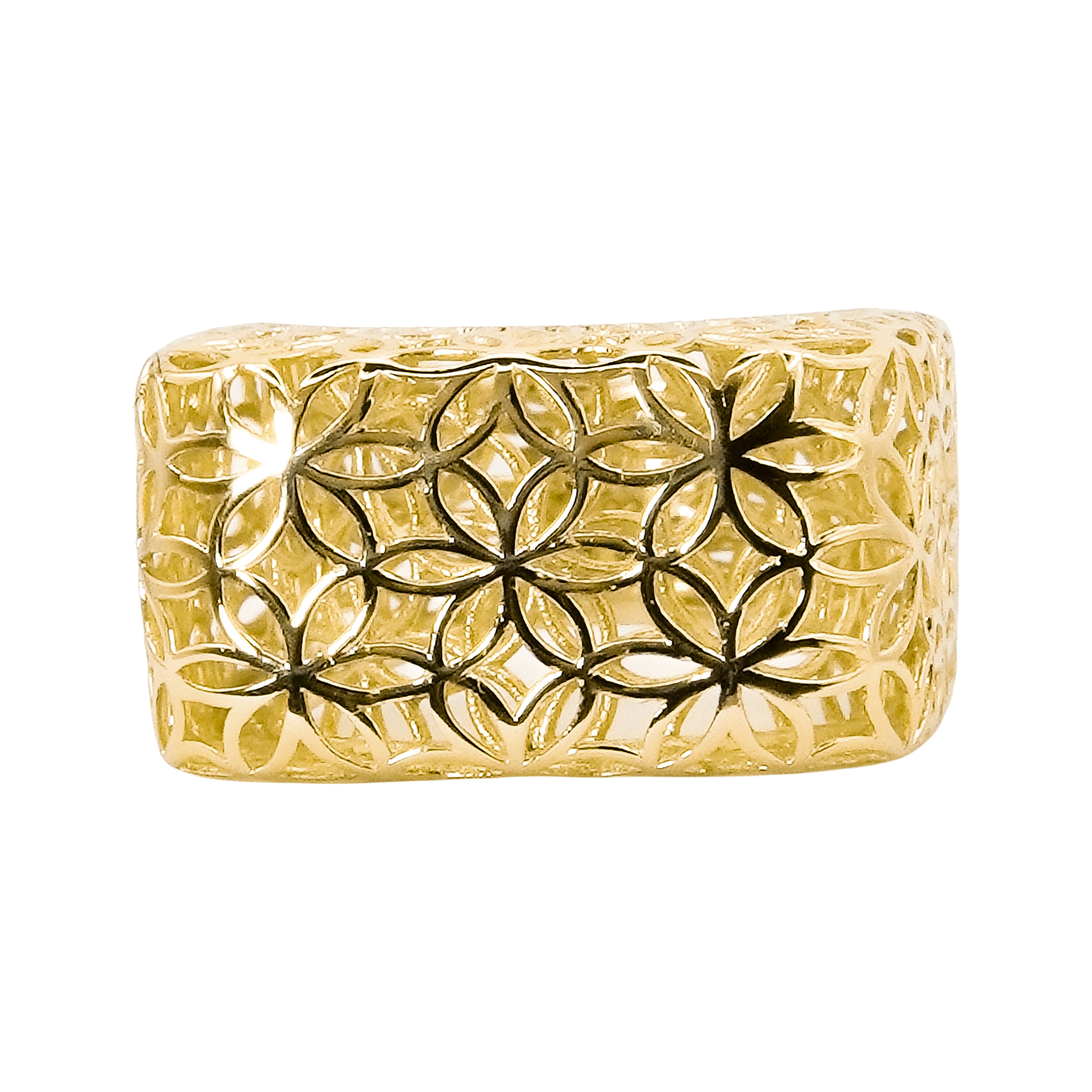 Anillo Filigrana Cuadrado Floral Colección Esencia Plata .925 con Baño de Oro 18k