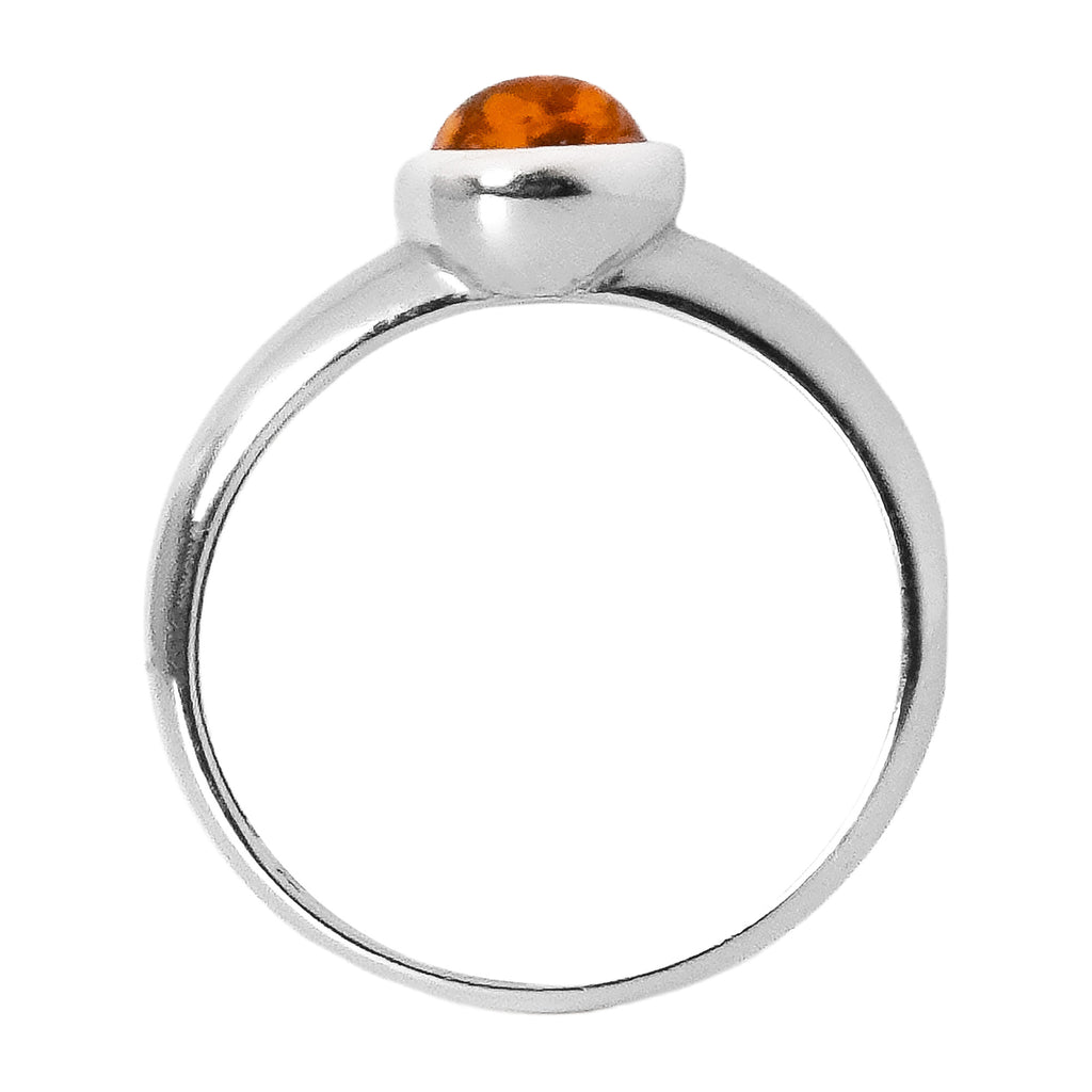 Anillo Ámbar Polaco Redondo Liso Plata .925