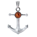 Dije Ancla Unisex con Piedra Ámbar Polaco,  Plata .925