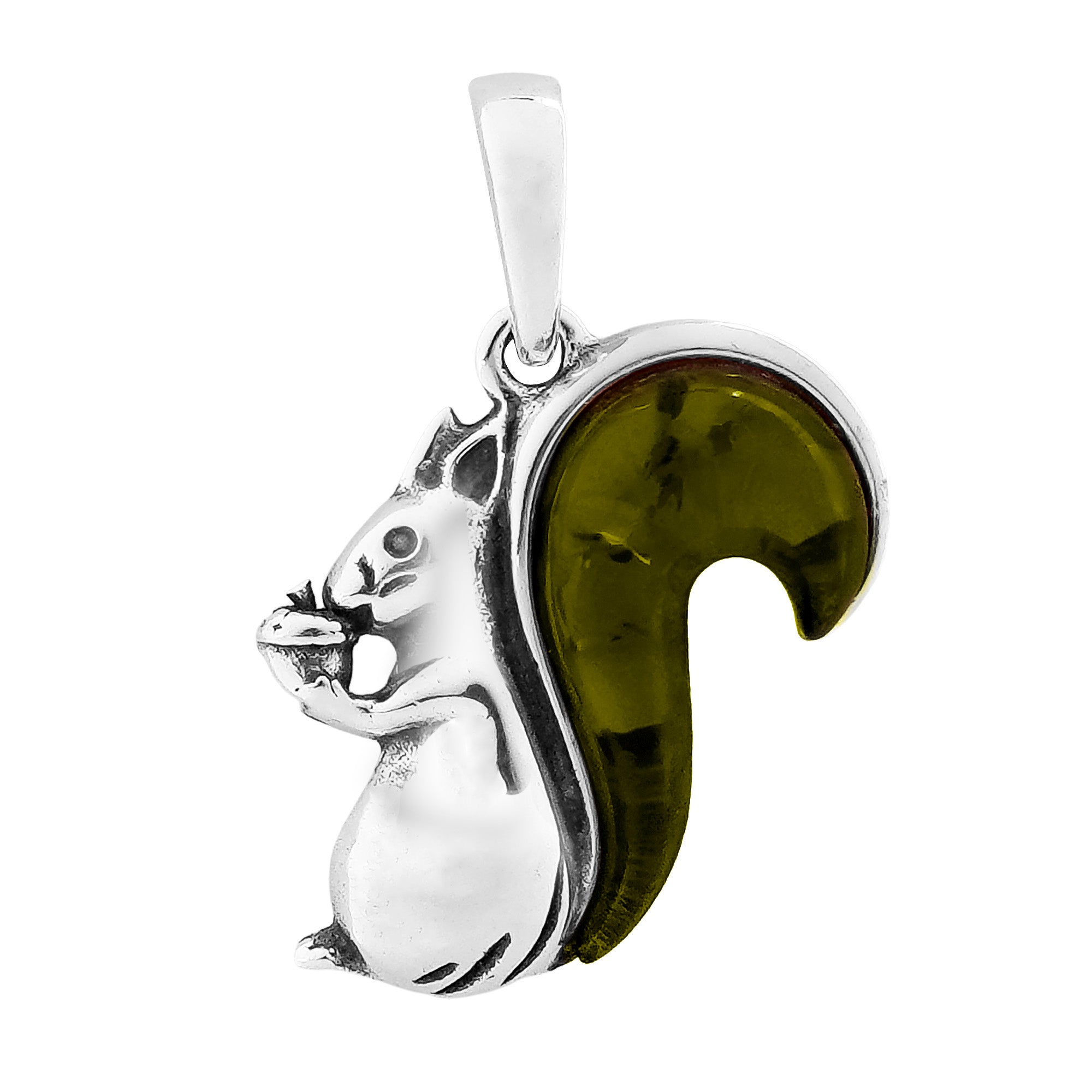 Dije Ardillita Ámbar Verde Polaco Plata .925