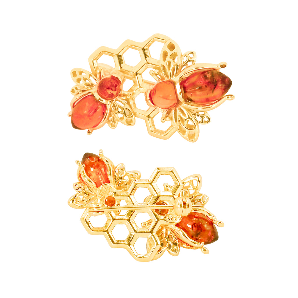 Prendedor o Dije Abeja Doble Plata .925 con Baño de Oro