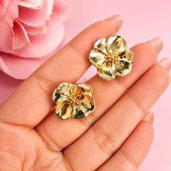 Arete Flor Sakura Grande Colección Florecer Plata .925 con Baño de Oro