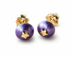 Broquel Inspirado Osos 1.1 Perla Morada Natural con Estrella Plata .925 con Baño de Oro 18k
