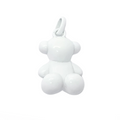 Dije Oso 1.1 Bombeado Macizo Bañado en Esmalte Blanco, Plata 925