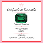 Arete Largo Dos Gotas de Esmeraldas, Plata .925 con Baño de Rodio