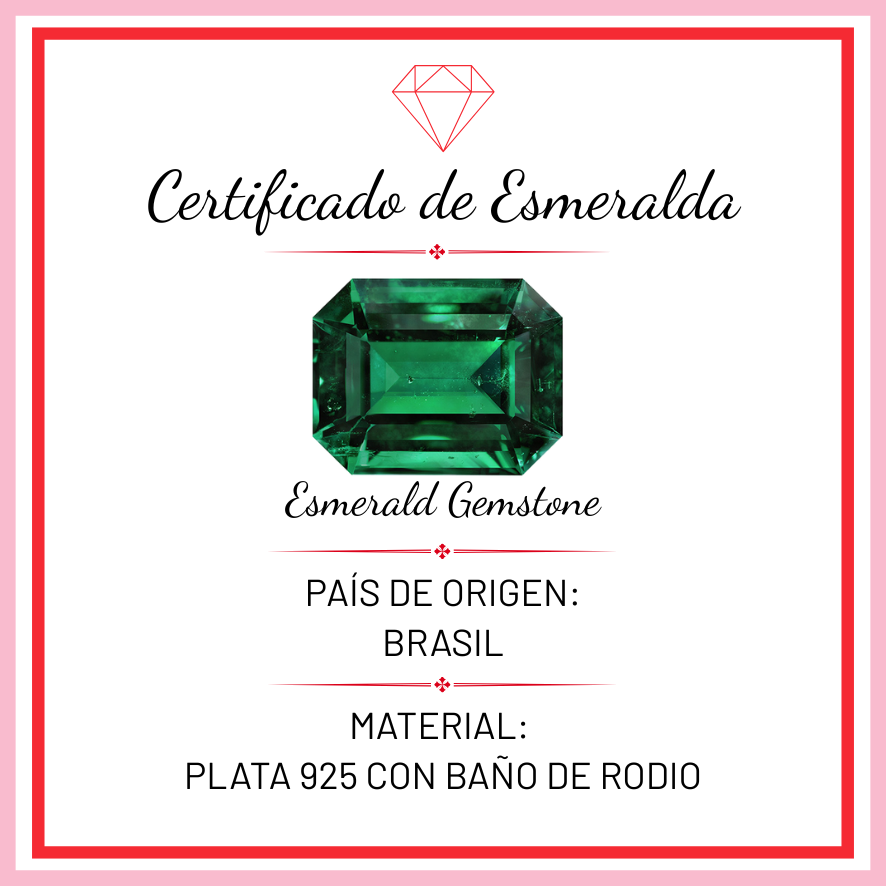 Pulsera Piedra Preciosa Círculos de Esmeralda Plata .925 con Baño de Rodio