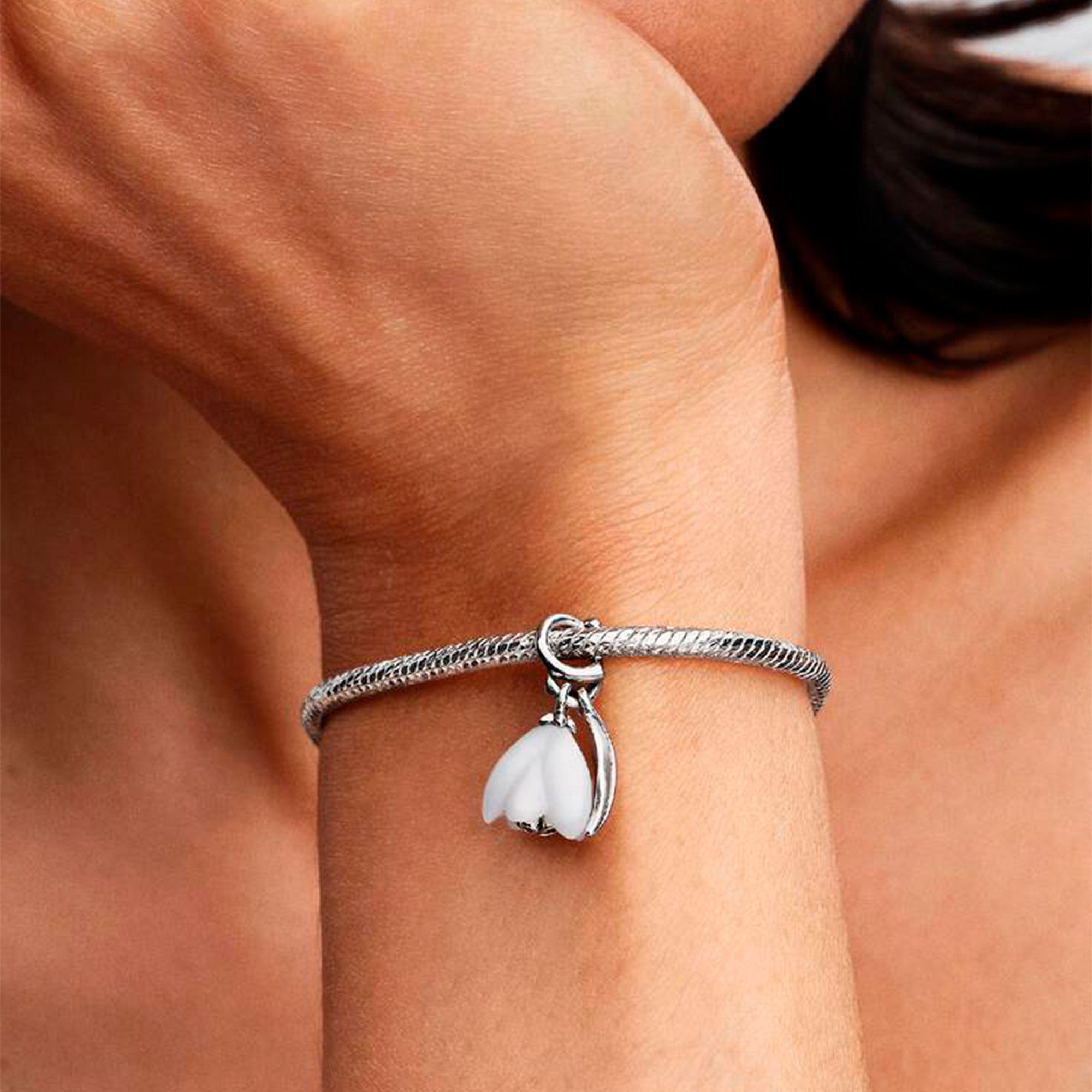 Charm Inspirado Pan 1:1 Tulipan Blanco, Plata .925