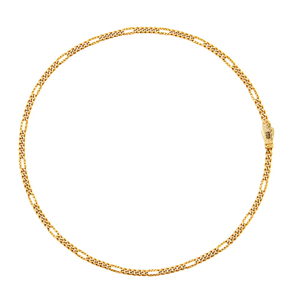 Collar Mónaco Chain Original Cubana Eslabón Largo tipo Cartier Diamantado 5 mm 40 cm. Oro 14k