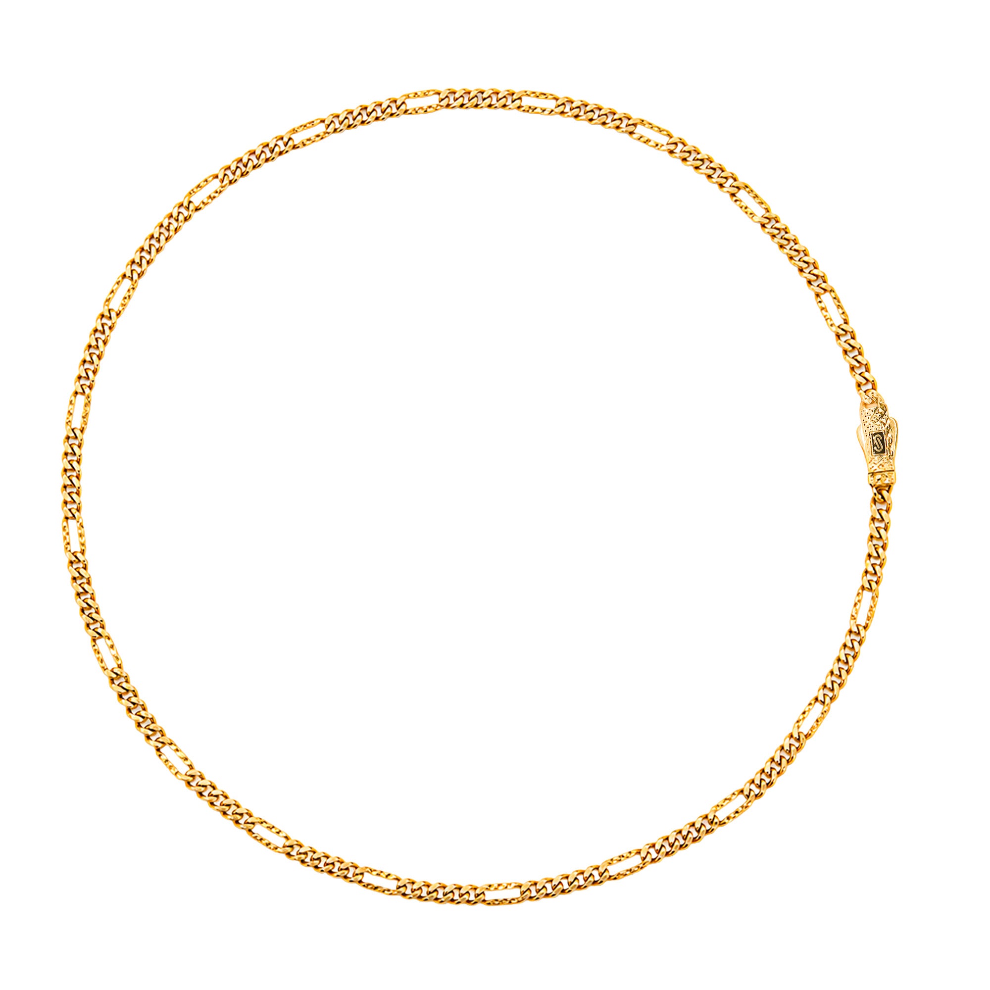 Collar Mónaco Chain Original Cubana Eslabón Largo tipo Cartier Diamantado 5 mm 55 cm. Oro 14k