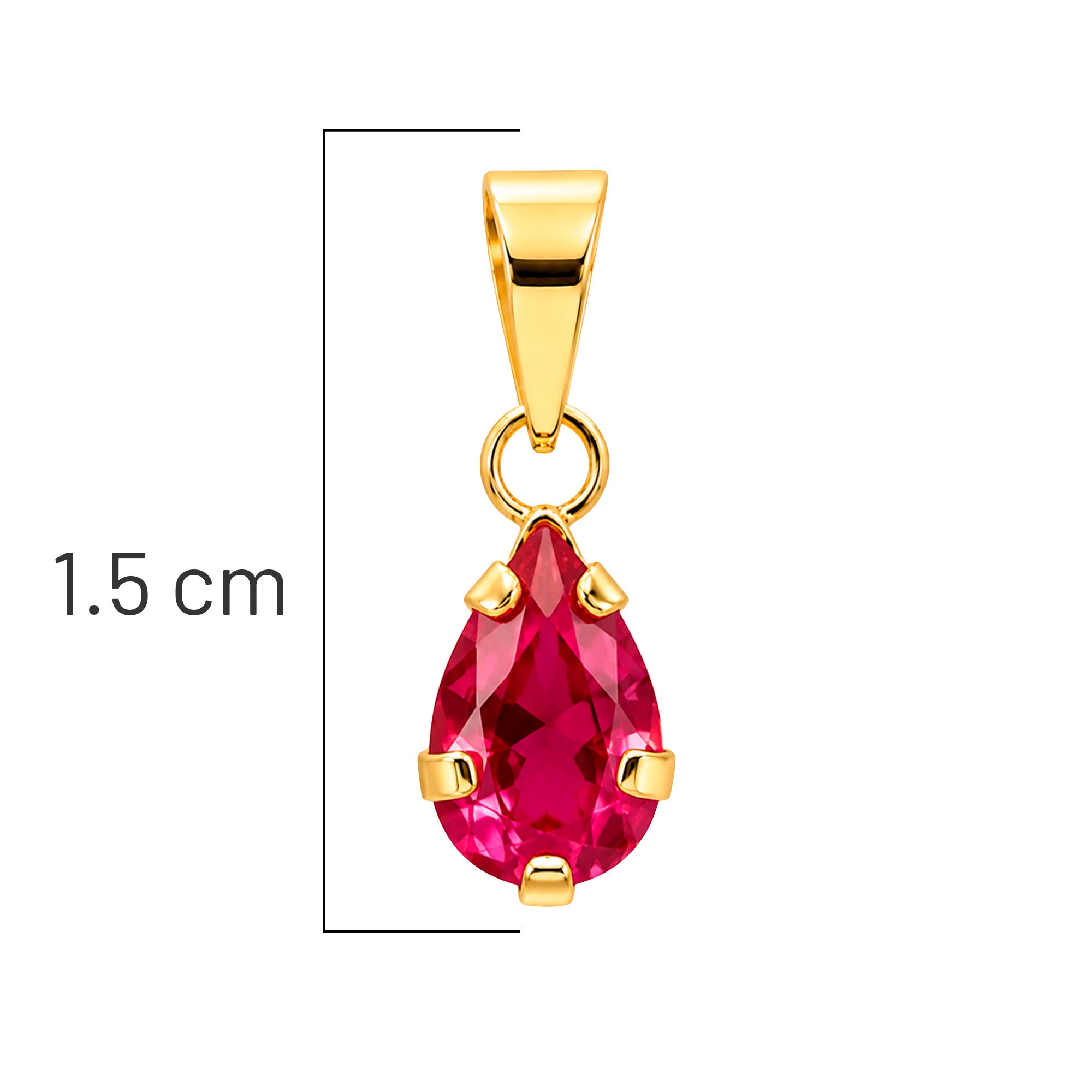 Dije Gota Circonia Roja de 1.5cm Oro 10K