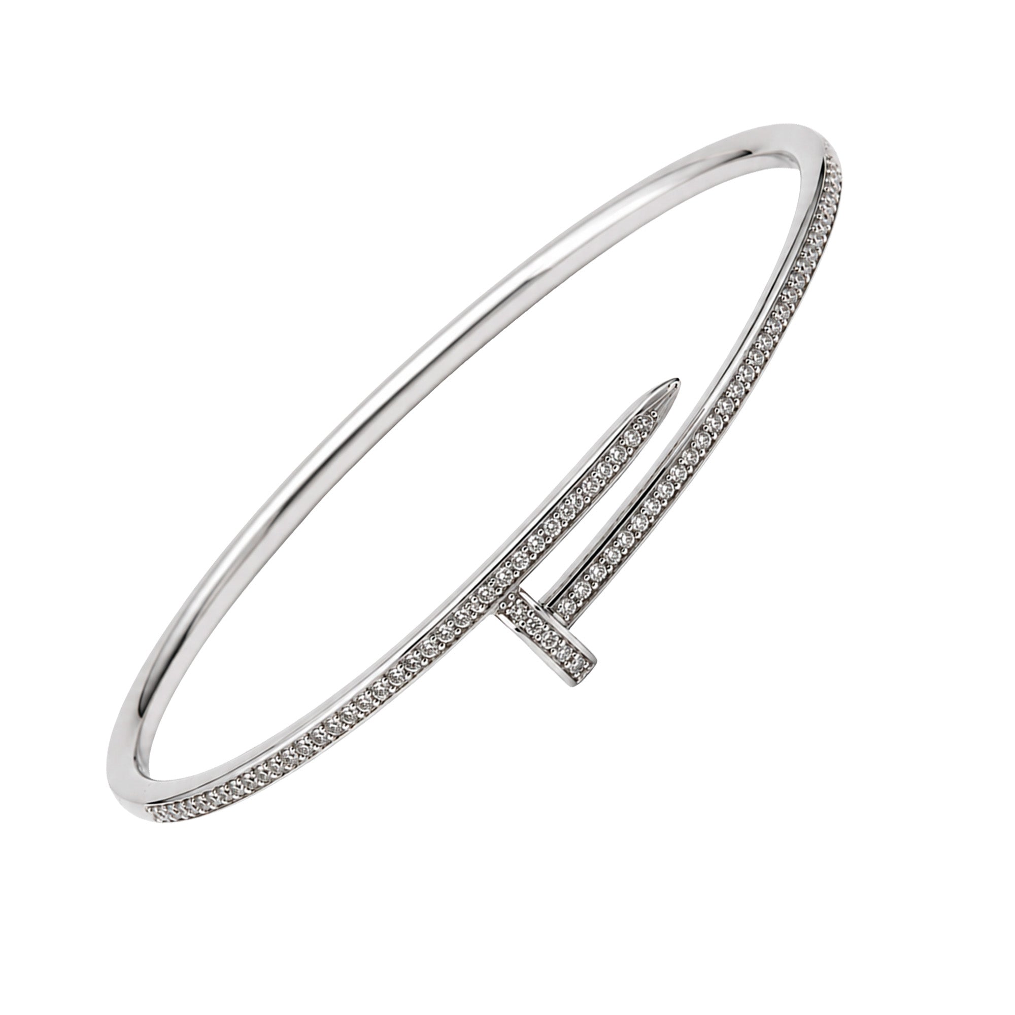 Juego Cartier1:1 Brazalete y Anillo Clavo con Circonias, Plata .925 con Rodio