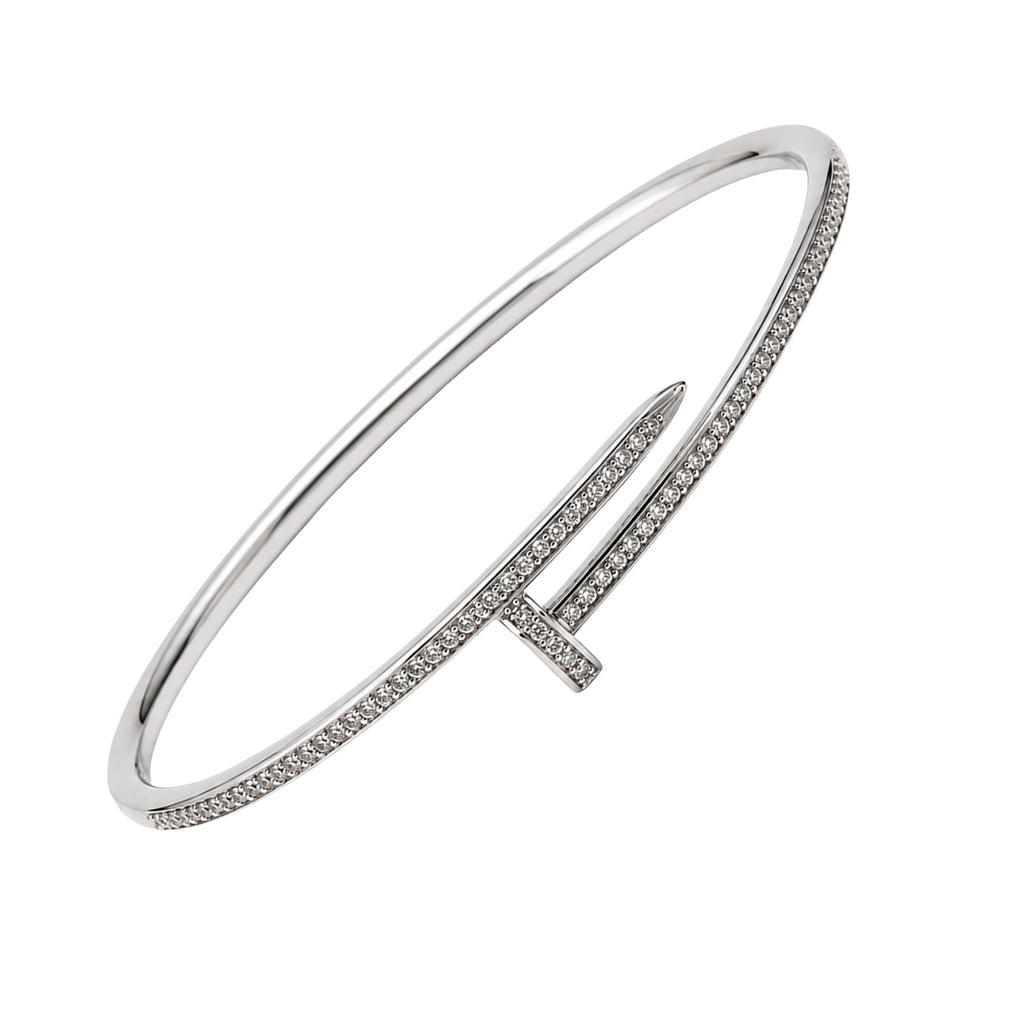 Juego Cartier1:1 Brazalete y Anillo Clavo con Circonias, Plata .925 con Baño de Rodio