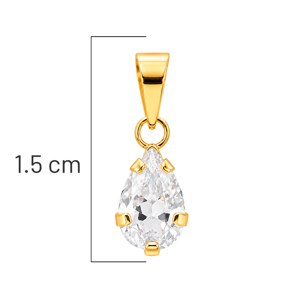 Dije Gota Circonia Blanca de 1.5cm Oro 10K