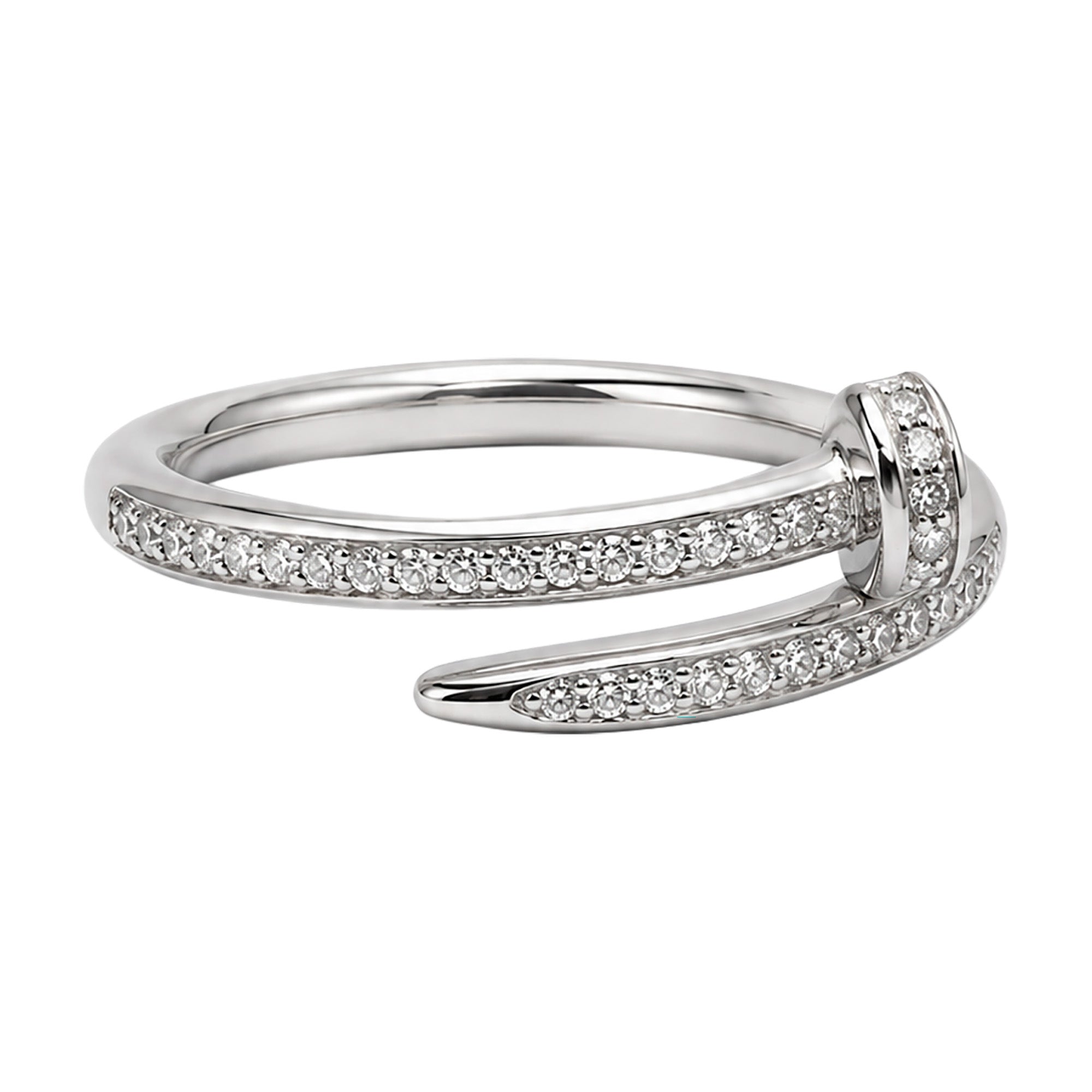 Juego Cartier1:1 Brazalete y Anillo Clavo con Circonias, Plata .925 con Rodio