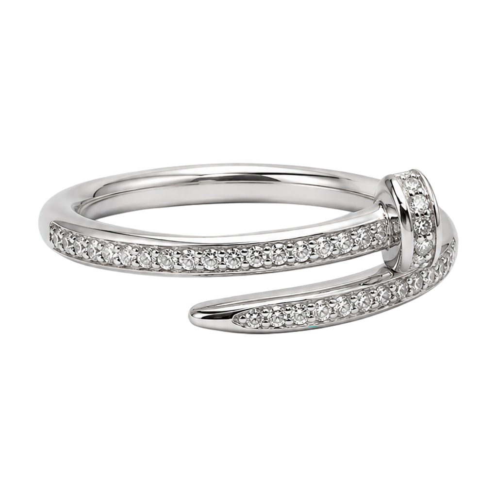 Juego Cartier1:1 Brazalete y Anillo Clavo con Circonias, Plata .925 con Baño de Rodio