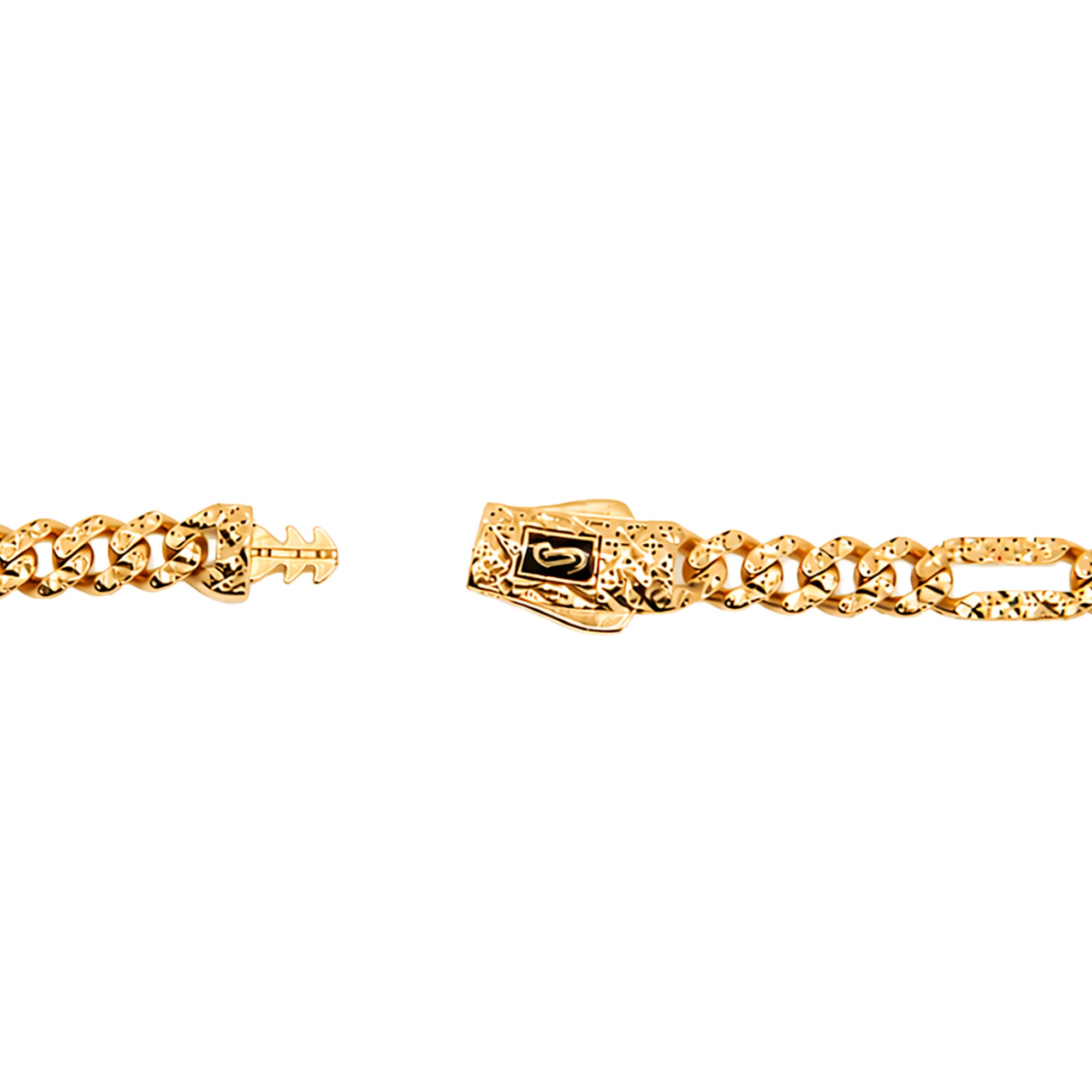 Pulsera Mónaco Chain Original Cubana Eslabón Largo tipo Cartier Diamantado 5 mm 17 cm. Oro 14k