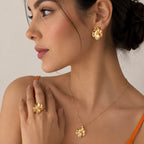 Anillo Flor Sakura Grande Colección Florecer Plata .925 con Baño de Oro 18k