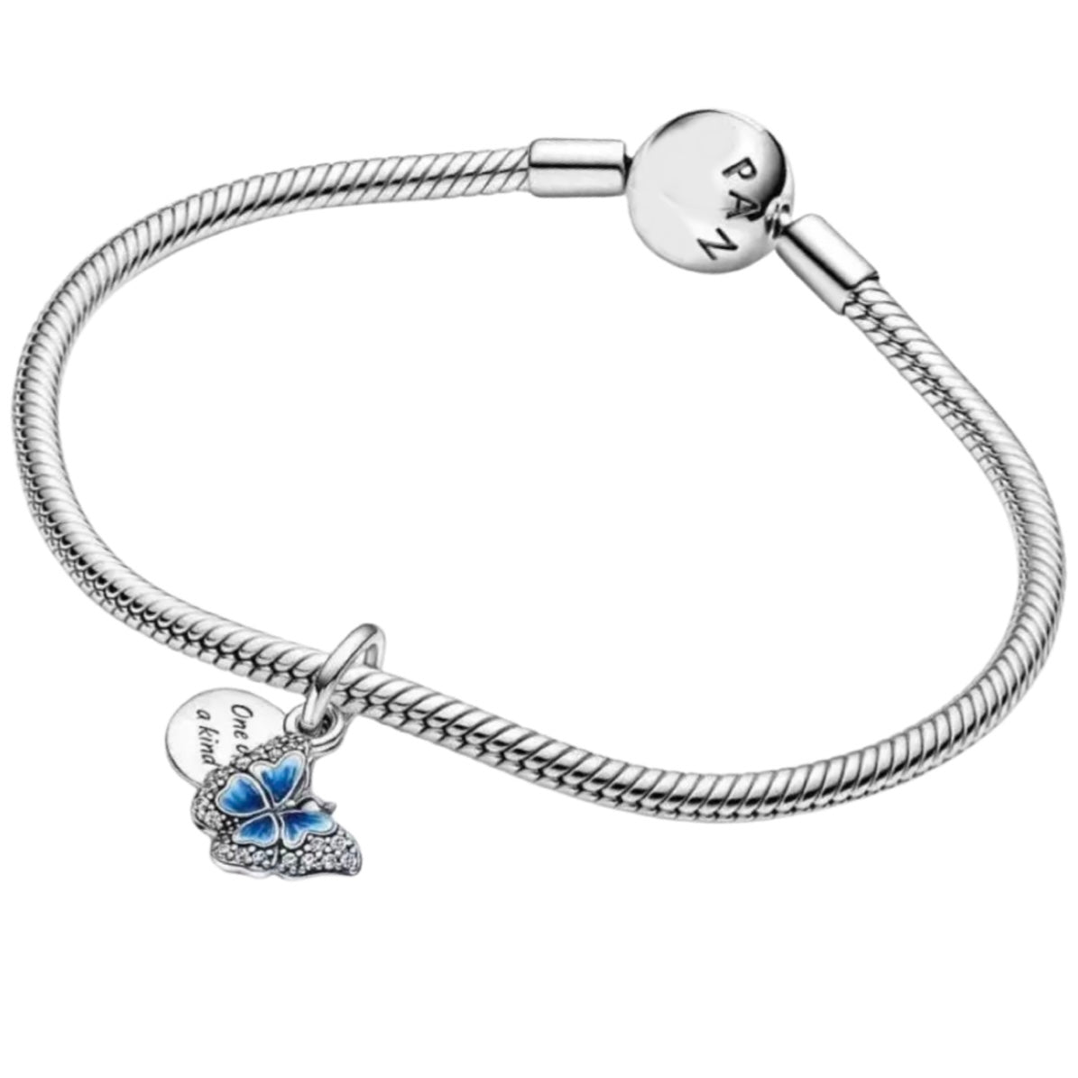 Charm Inspirado Pan 1:1 Mariposa con Circonias One of a Kind, Plata .925.