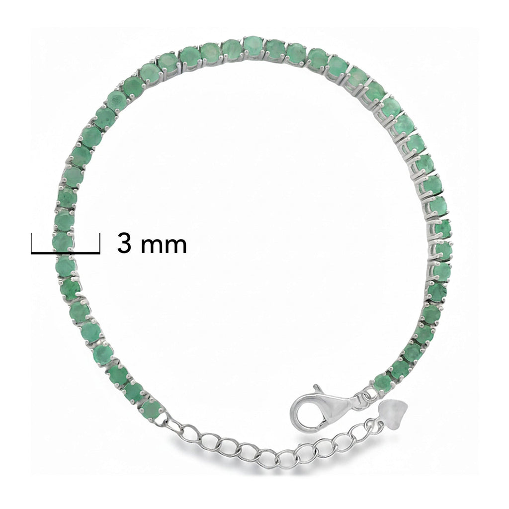 Pulsera Piedras Preciosas Círculos de Esmeralda Plata .925 con Extensión con Baño de Rodio