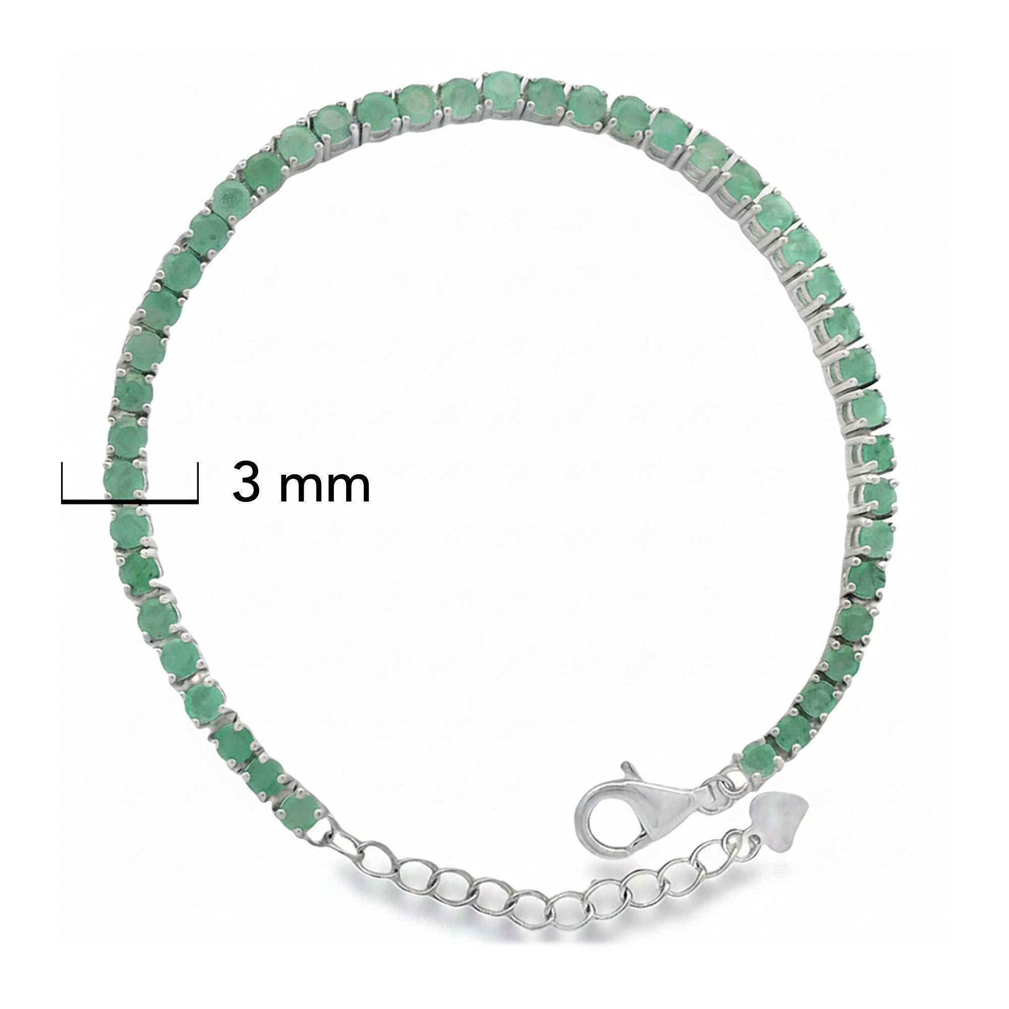 Pulsera Piedras Preciosas Círculos de Esmeralda Plata .925 con Extensión con Baño de Rodio